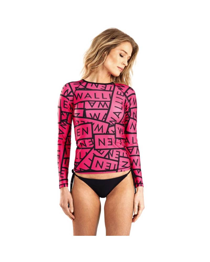 Wallien Rash Vest - Hot Pink  on model front