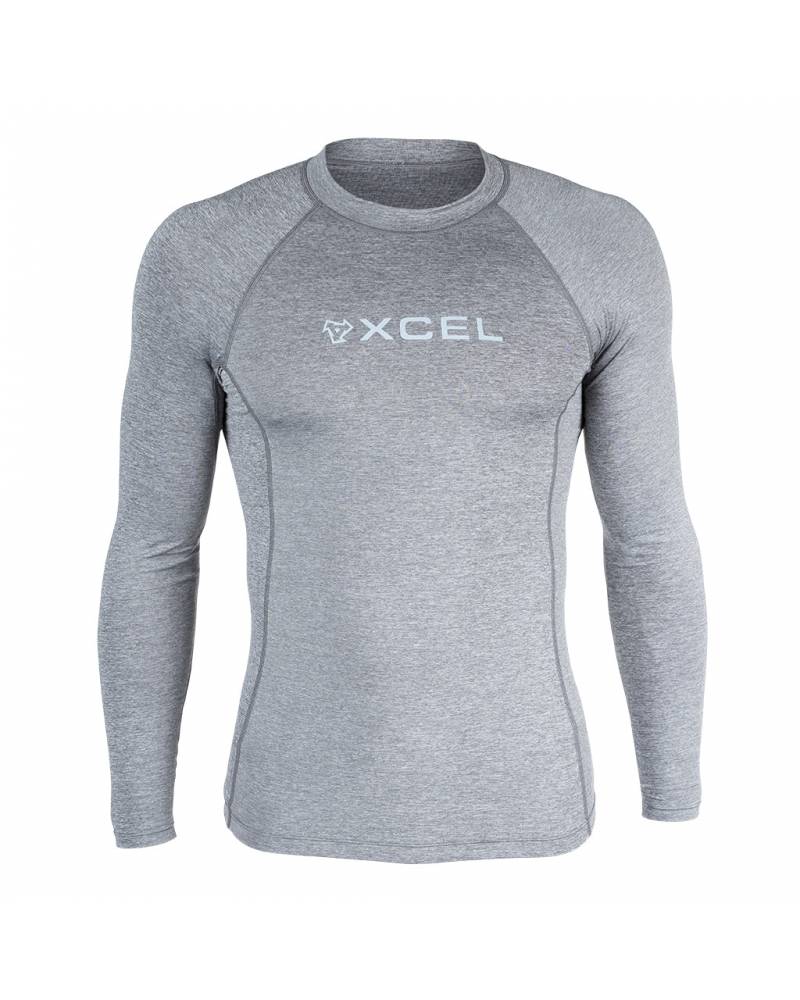 Mens Premium Long Sleeve UV - Heather Grey