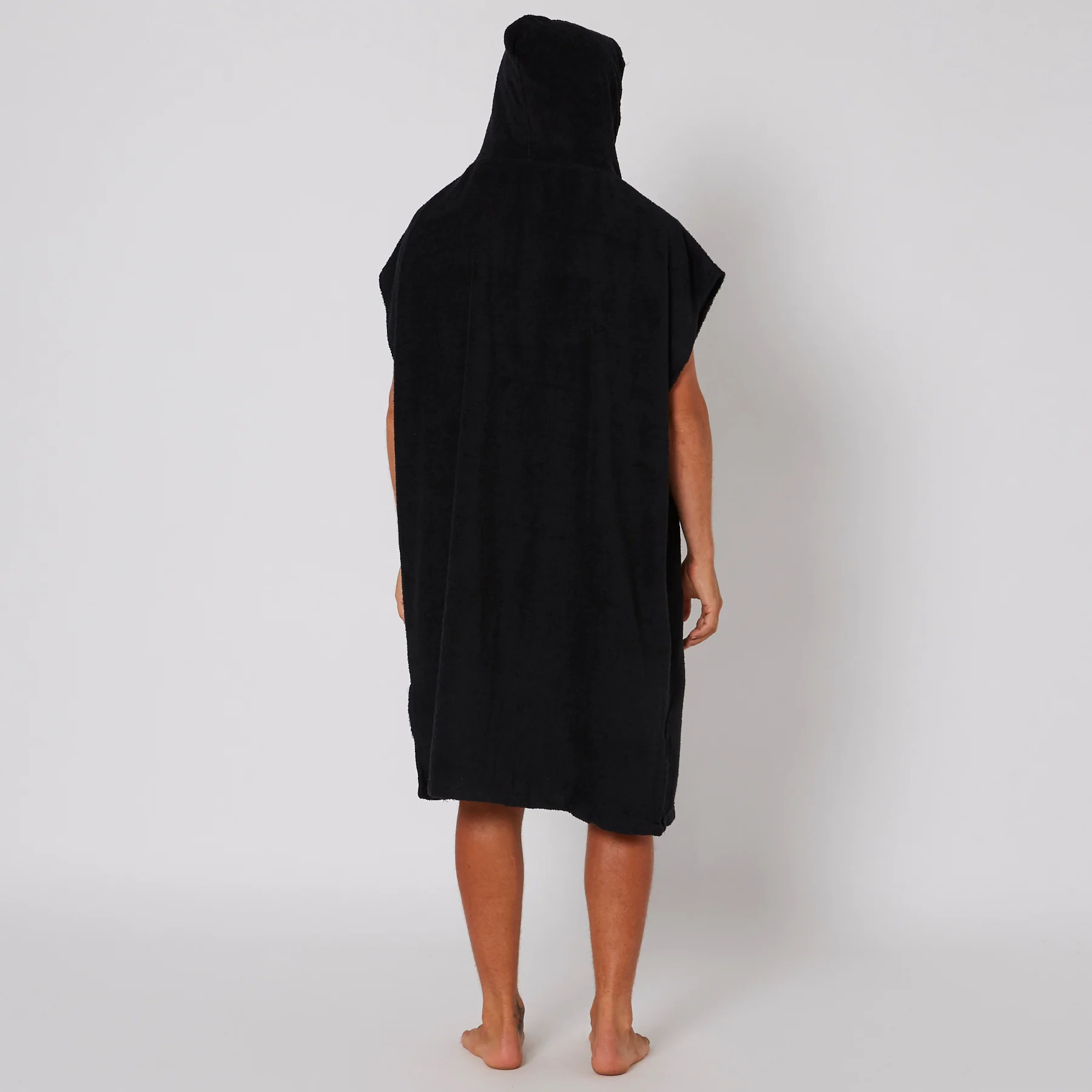 Mens Terry Hooded Poncho - Black