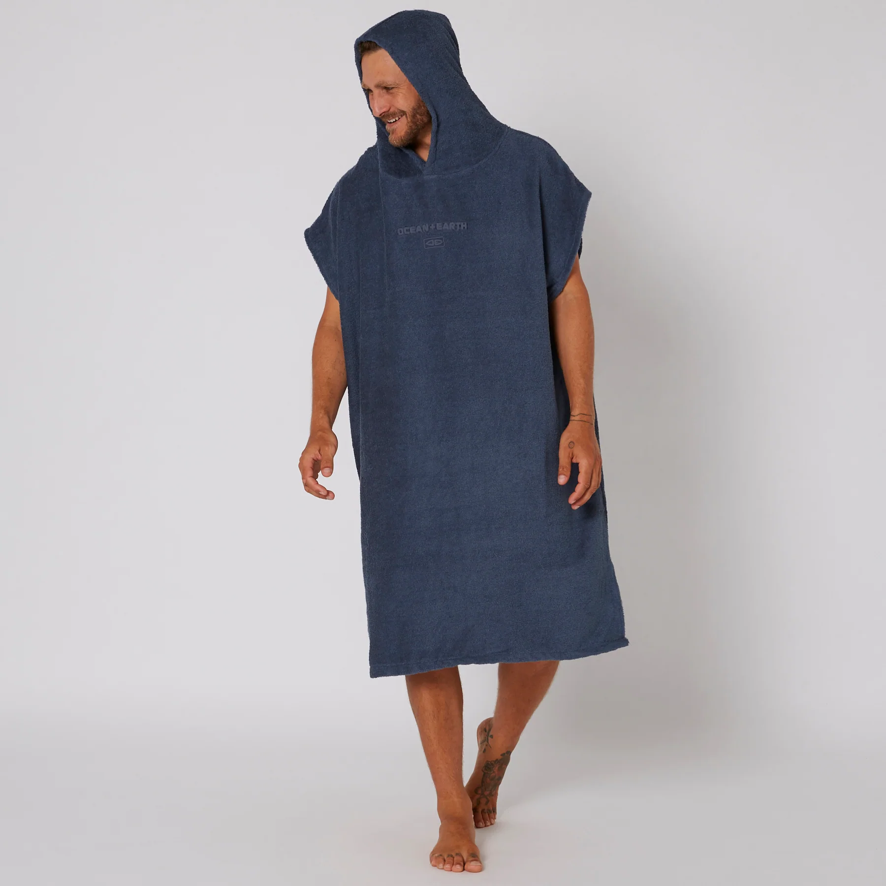 Mens Terry Hooded Poncho - Navy