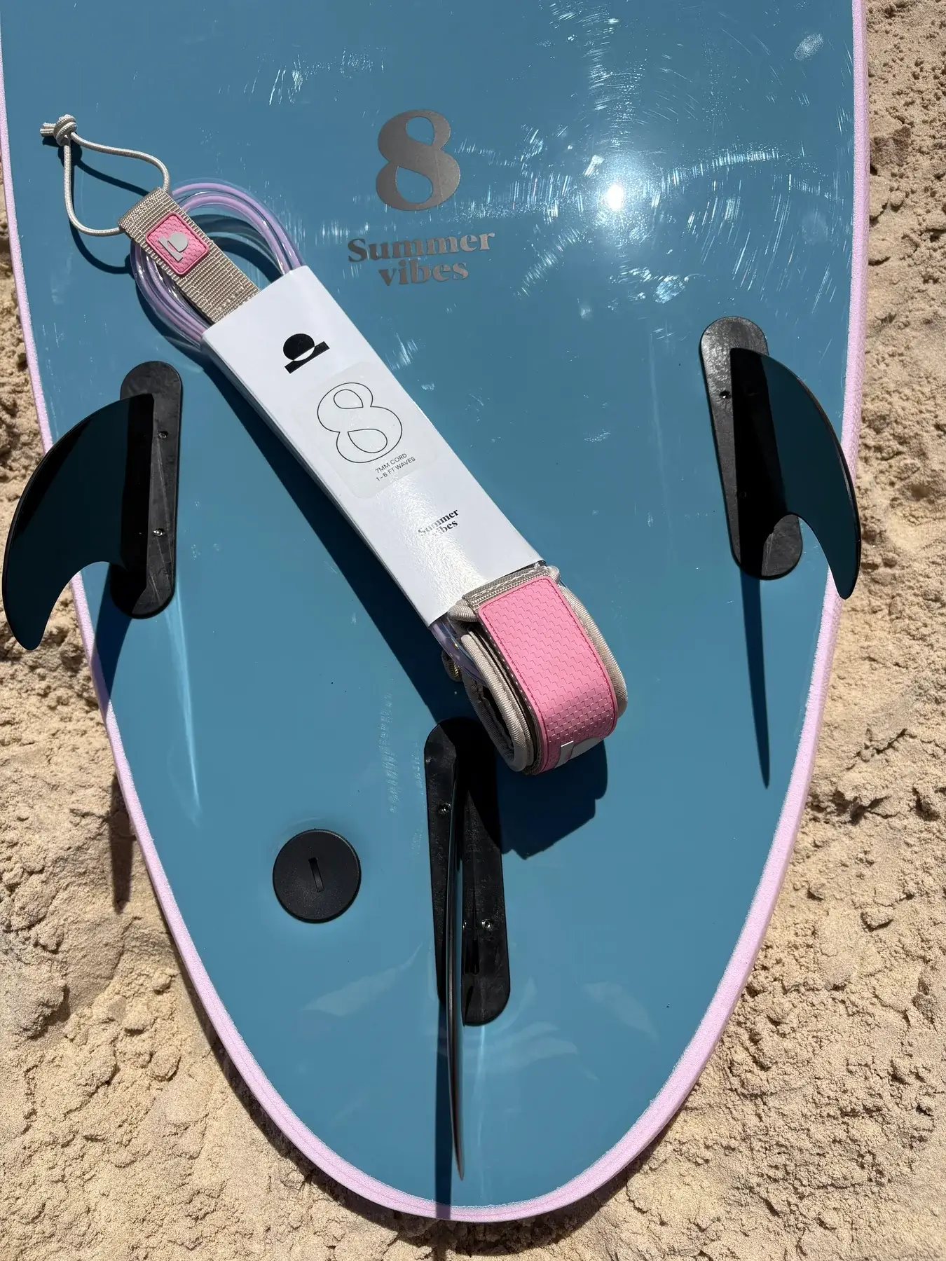 Summer vibes Session 8ft Surfboard Leash Leg rope - Pink - Summer vibes