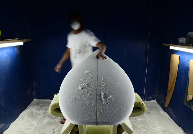 in the hammo surfboards shaping bay