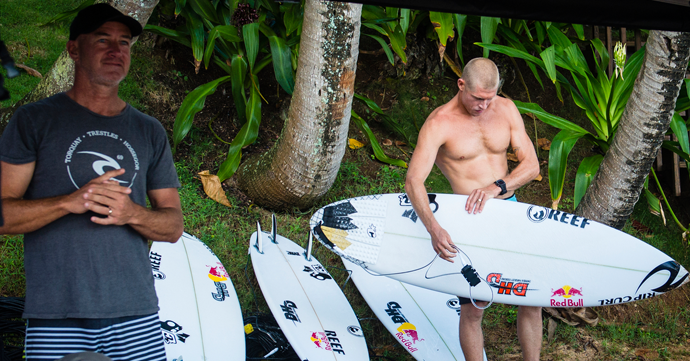 darren handley and mick fanning with dhd boards