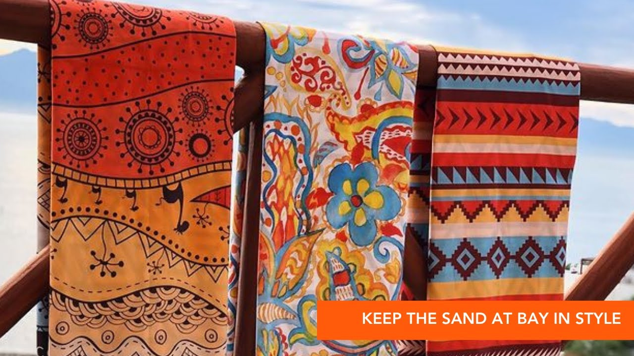 Loon & Lake Sand Resistant Beach Towels Set Of 2 - Waffle Weave & Plush Velour, 30"x60", 600 GSM Cotton