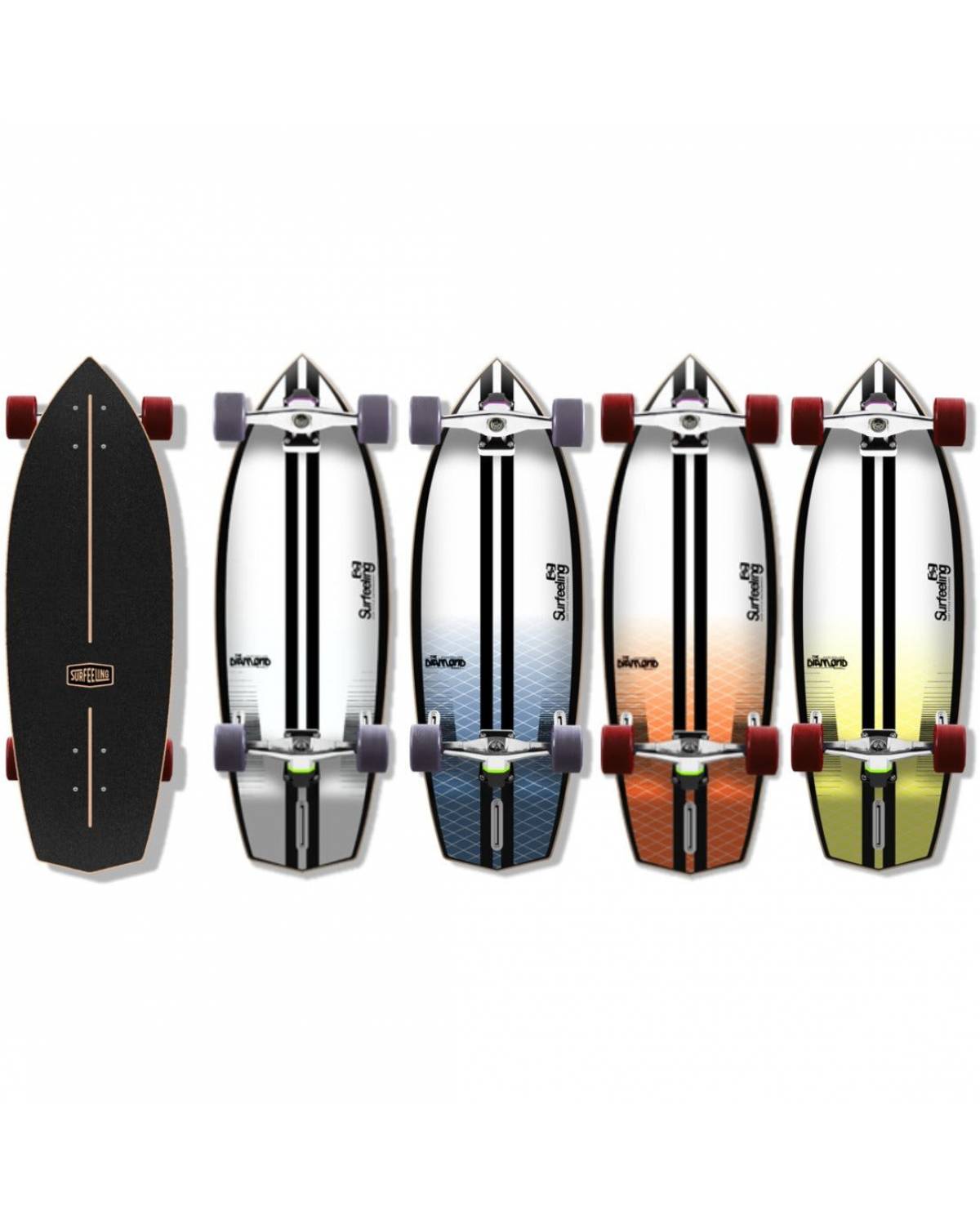 The Diamond Surfboard Series Skateboard - Orange