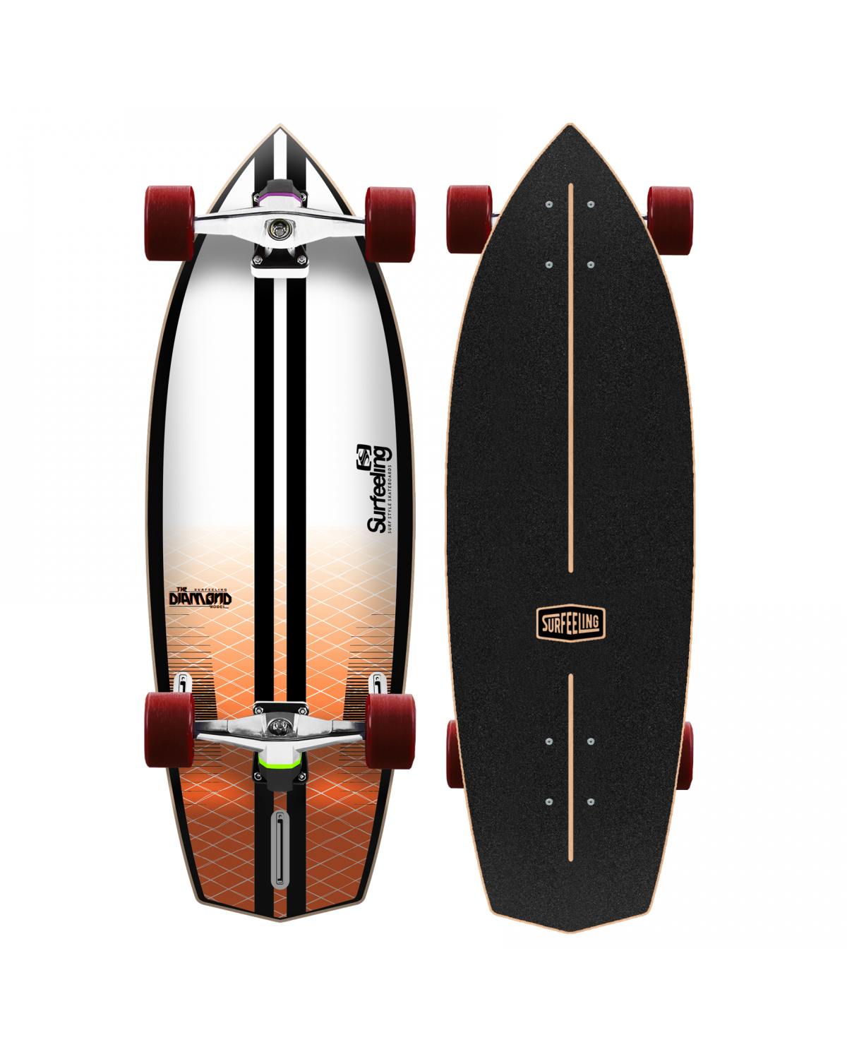 The Diamond Surfboard Series Skateboard - Orange