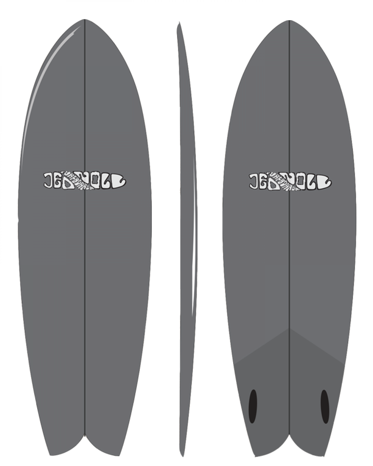 CREATURES『RETRO/FISH ICON LITE』5'10\" Fish Icon : Silver Black - 5'10 – Creatures of Leisure USA