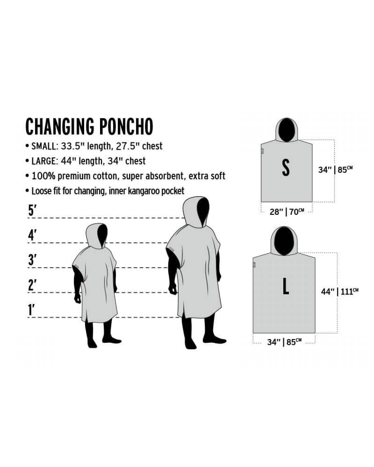 LEUS Poncho size chart