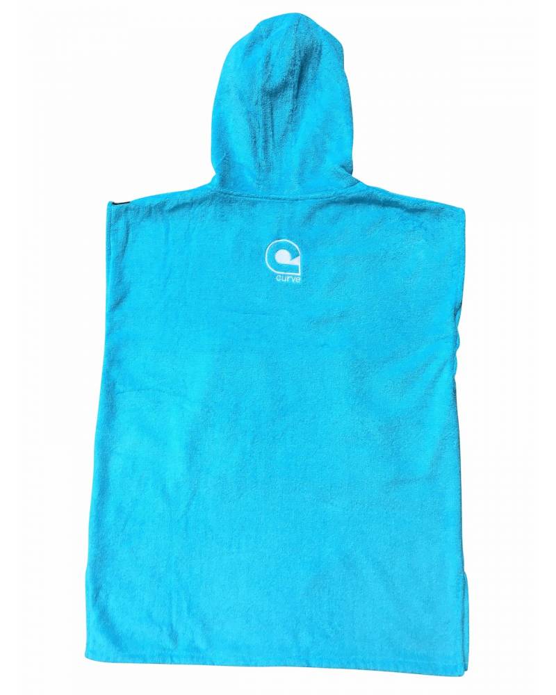 Curve Surf Poncho Towel - Cotton Aqua front back