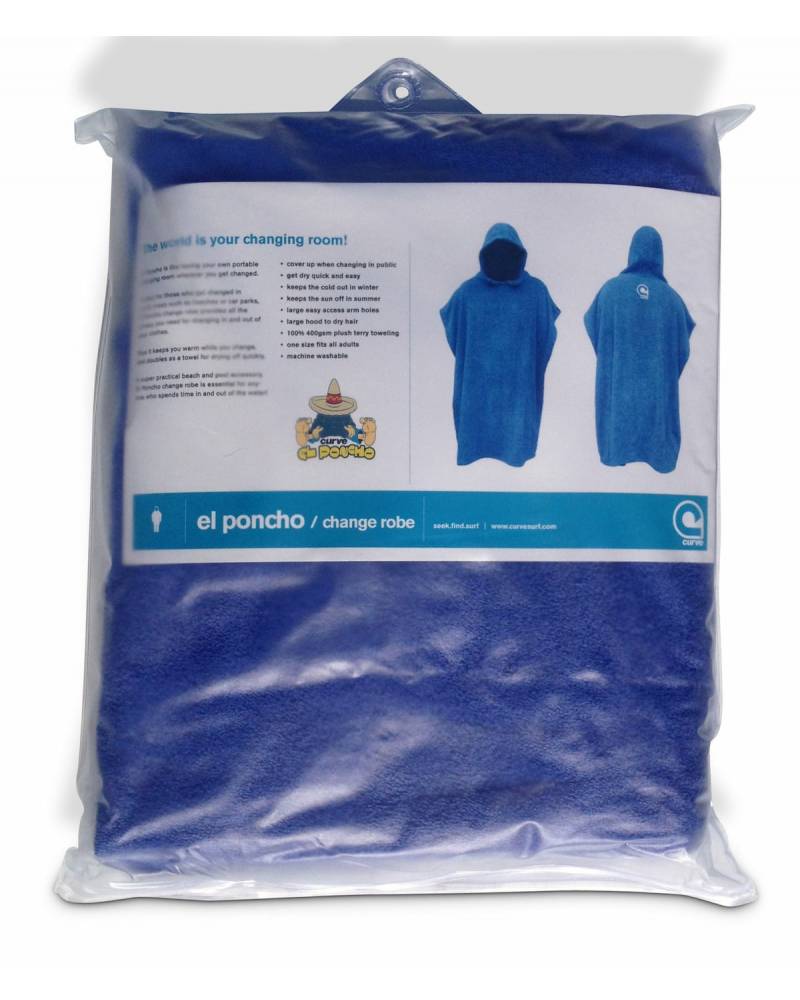Curve Surf Poncho Towel - Cotton Blue in packaging
