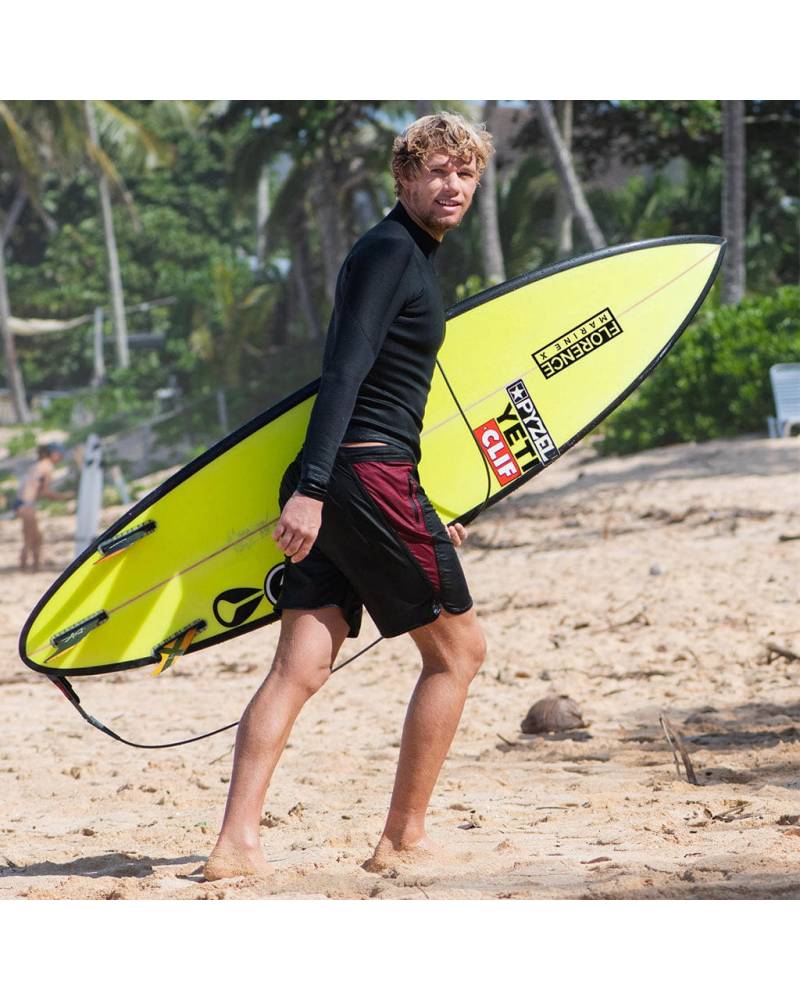 Florence Marine X Block Boardshort - Black Red on model beach