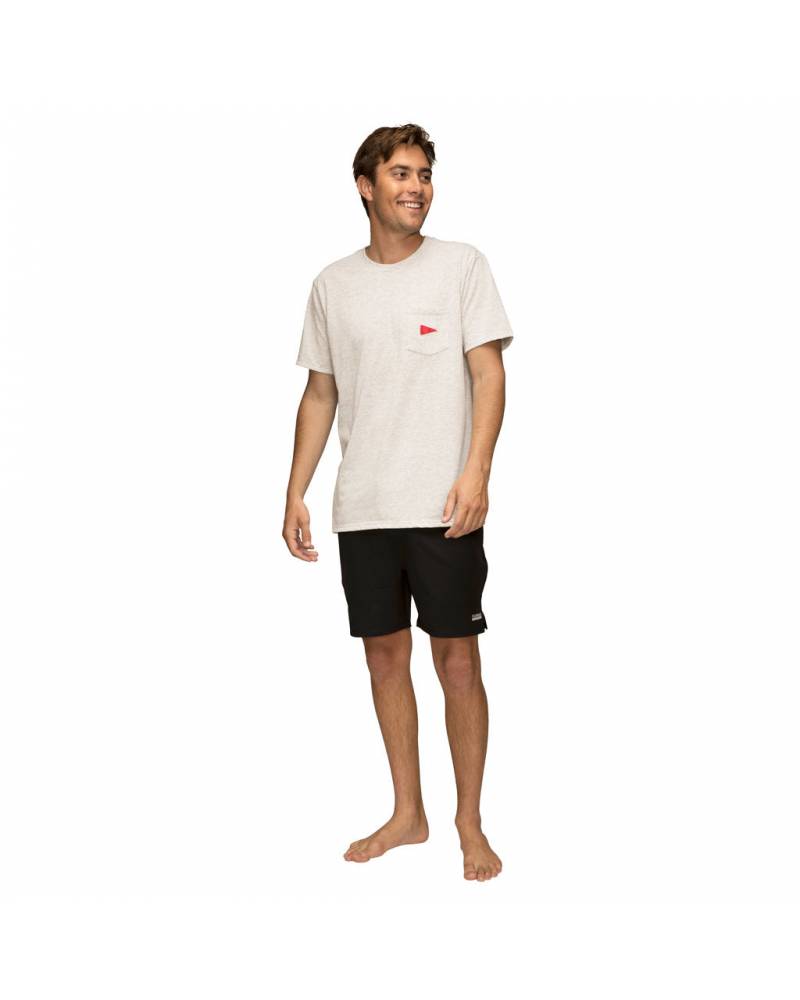 Florence Marine X Burgee Recover Pocket T-Shirt - Light Heather Grey on model