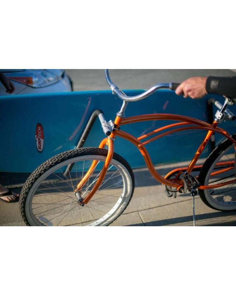 moved by bikes surfboard bike rack - longboard on a bike