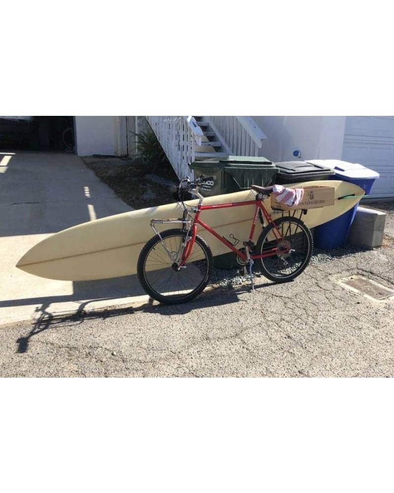 moved by bikes surfboard bike rack - longboard on a bike
