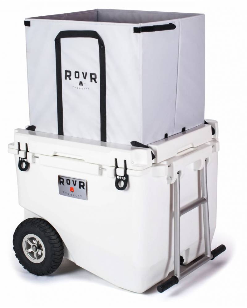 ROVR RollR 80 Cooler - Powder with bag front right angle