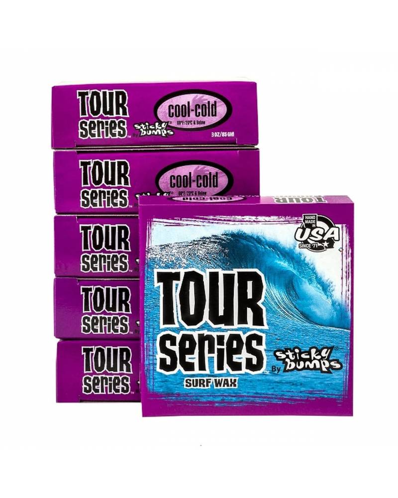 Sticky Bumps Tour Series Cool Cold Water Surfboard Wax purple box