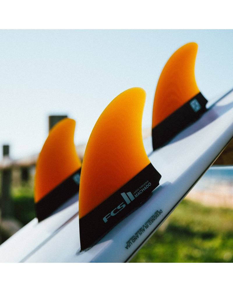 Buy the FCS Rob Machado Tri-Keel Fins L Orange Online Now