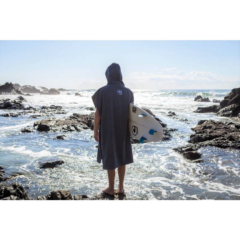 Curve YinYang Surf Poncho Towel back model on beach