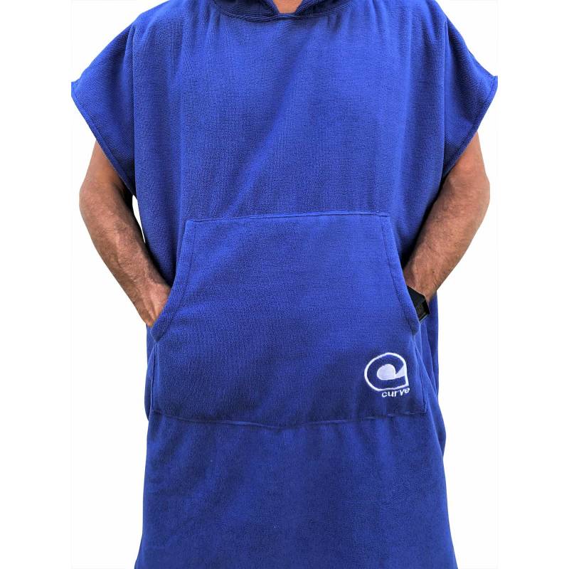 Curve YinYang Surf Poncho Towel Blue pocket front