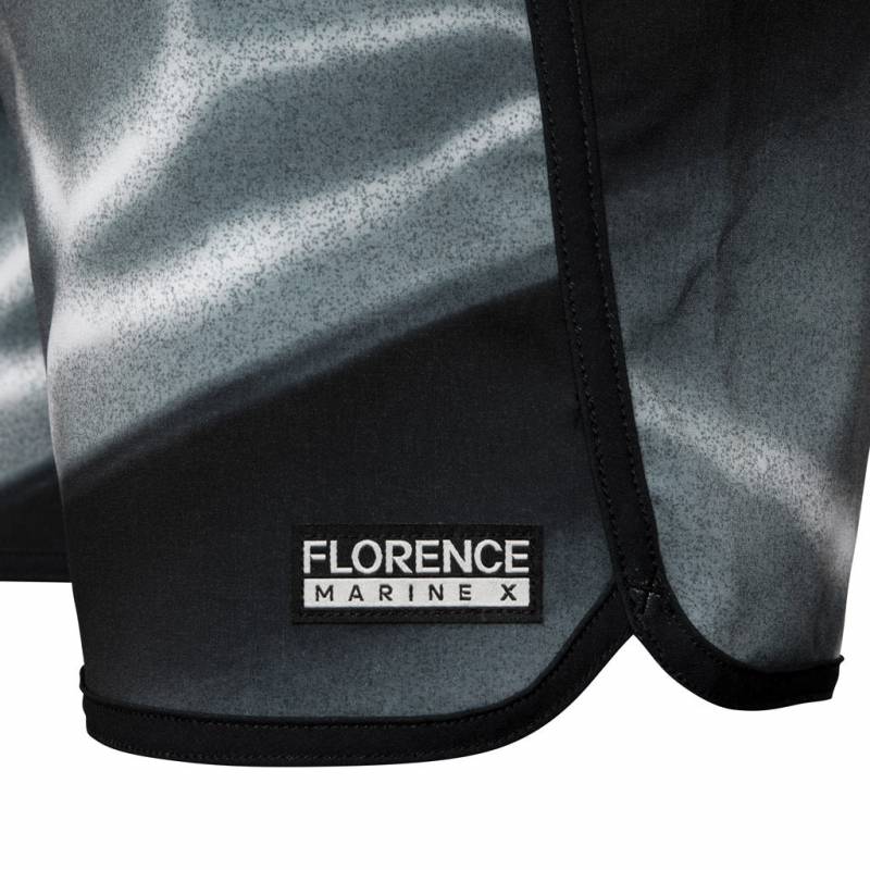 Florence Marine X Shoreline Boardshort - Light Grey scalloped hem
