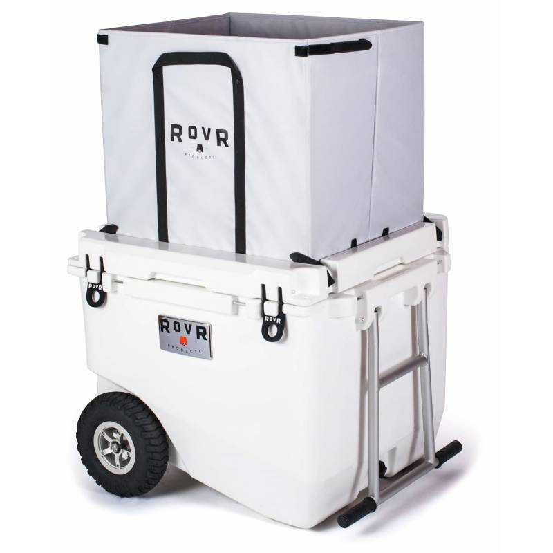 ROVR RollR 80 Cooler - Powder with bag front right angle