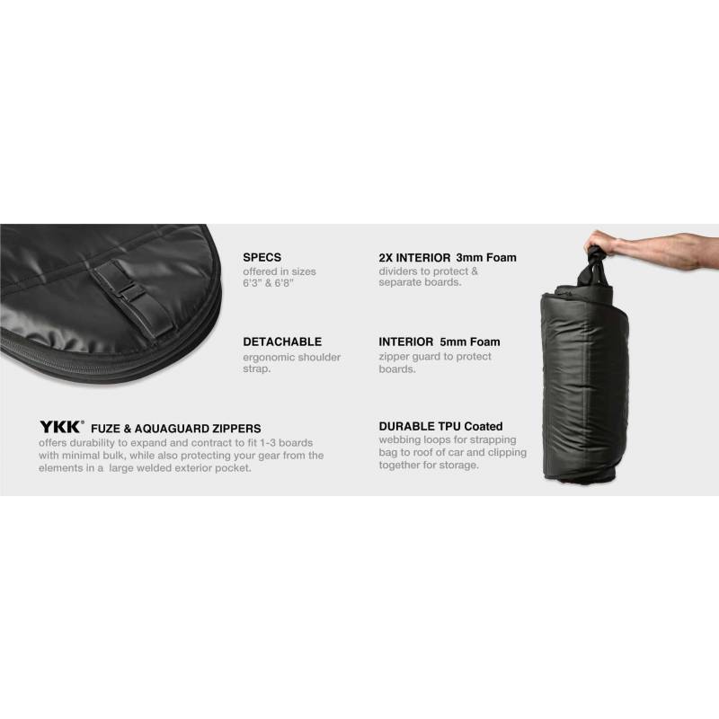 Sympl Rolls Surfboard Bag specifications infographic