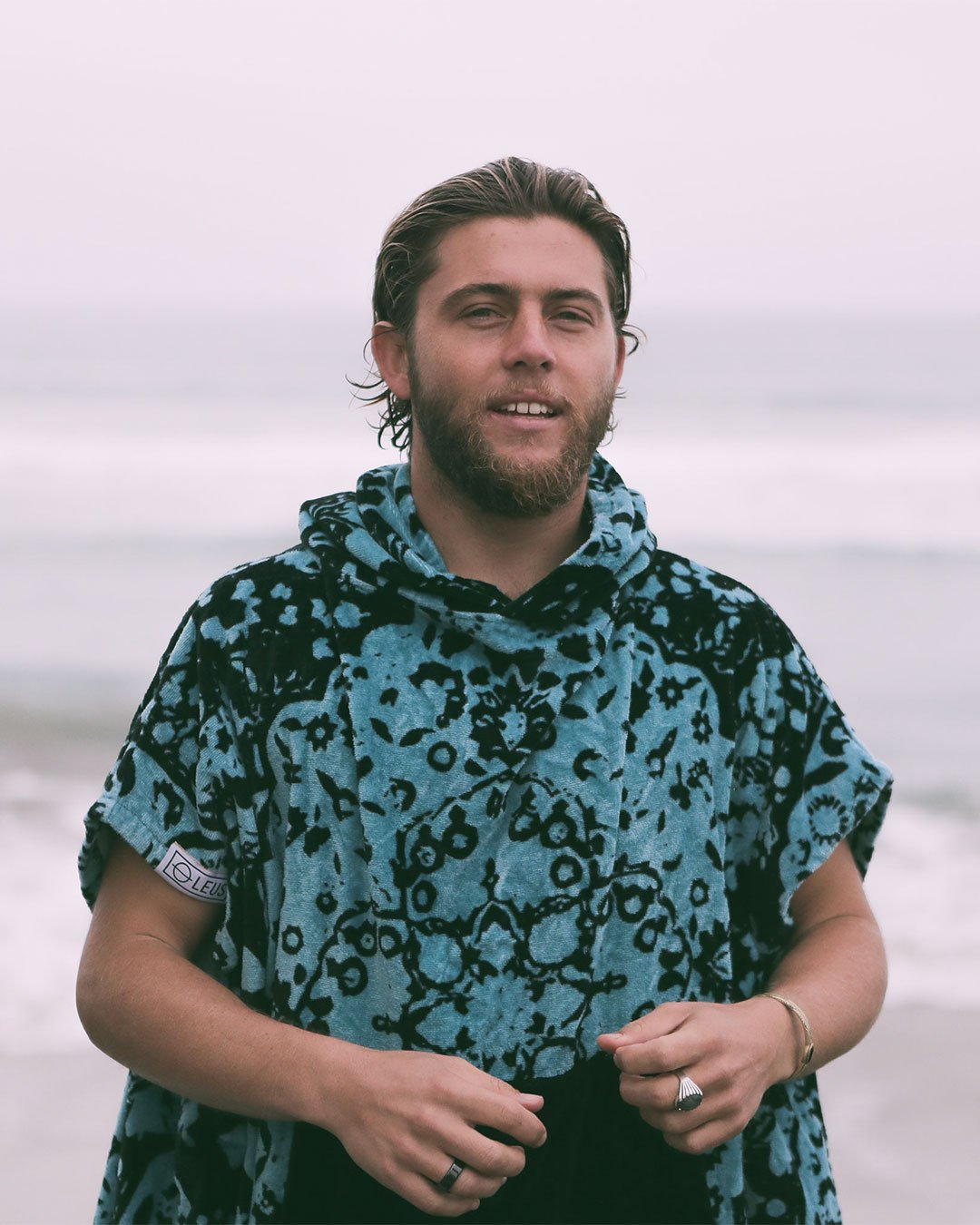 Buy the LEUS Towels Conner Coffin Eco Poncho Blue Online Now